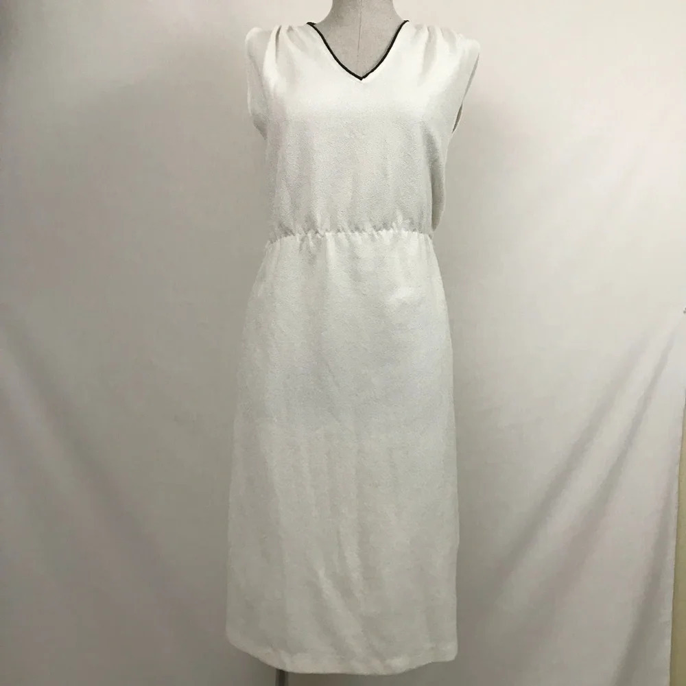 Vintage Union Made White Sleeveless Midi Dress | Minimalist Classic